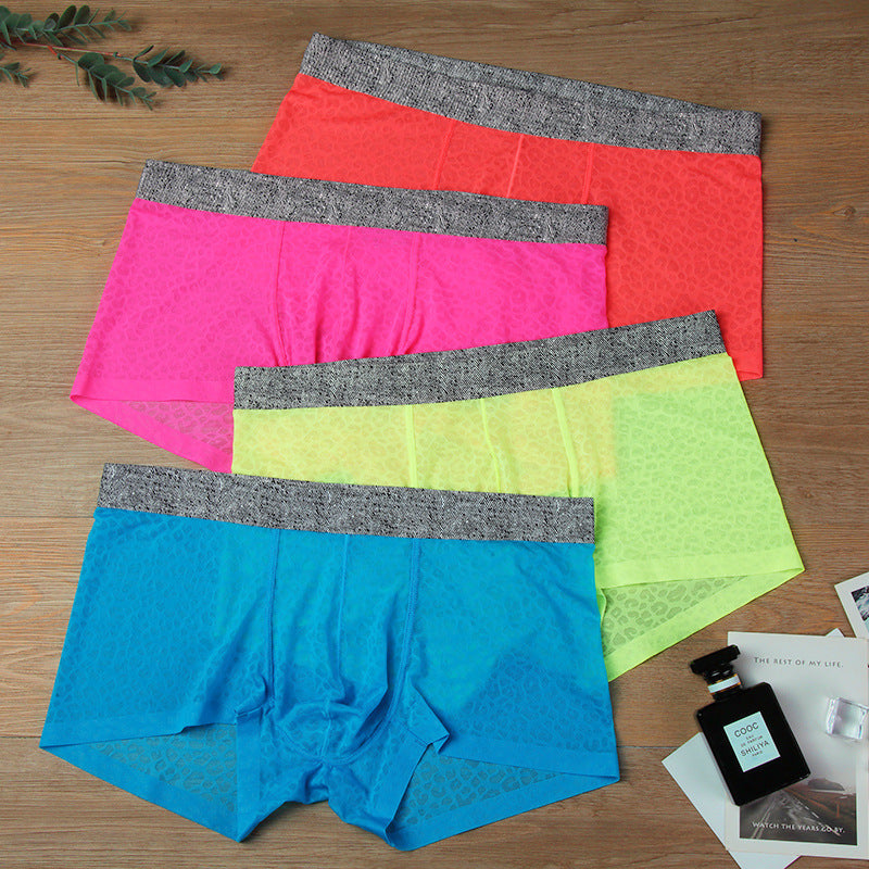 Men's Lace One-piece Seamless Thin Breathable Sweat-absorbent Sexy Transparent Boxer Briefs