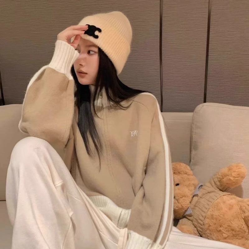 Women's Long-sleeved Stand Collar Sweater Coat