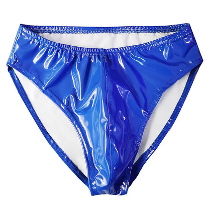 Sexy Bright PU Anti-exposure Leather Men's Bright Leather Underwear