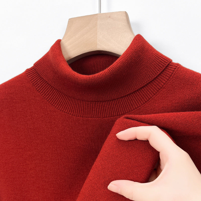 Non-scratchy Thermal Turtleneck Woolen Sweater Men's Thickened Solid Color Minimalist Long Sleeve