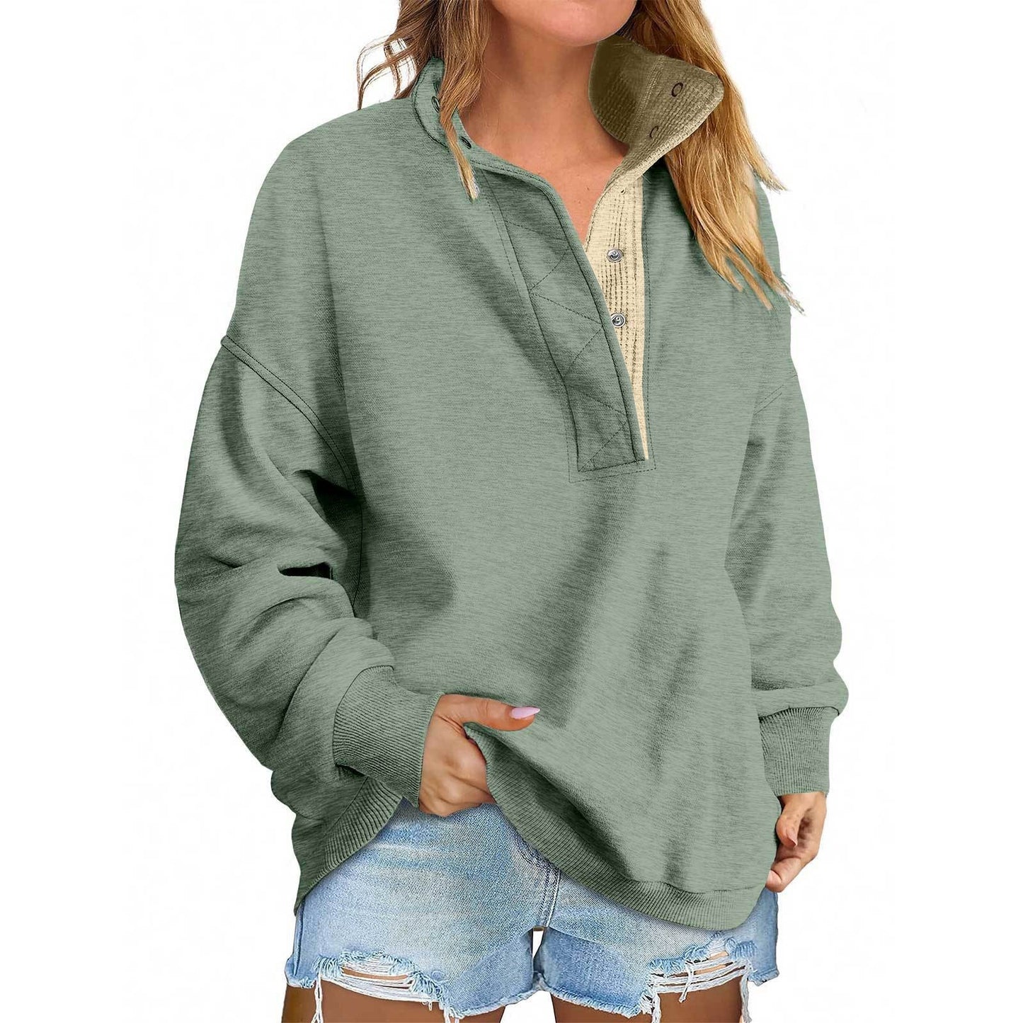 Pullover Leisure Loose Button Sweater For Women