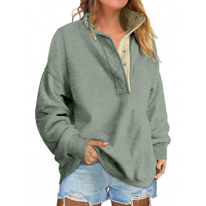 Pullover Leisure Loose Button Sweater For Women