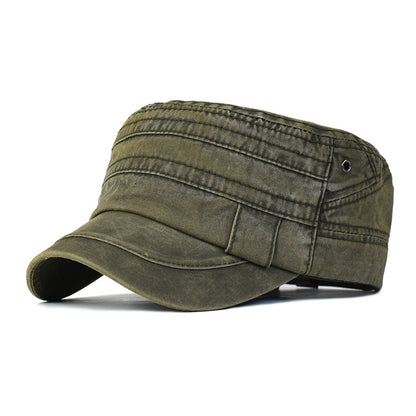 Men's Outdoor Sunshade Pure Color Washed Cotton Flat-top Cap
