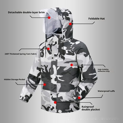 Gray Camouflage Raincoat Rain Pants Suit Men