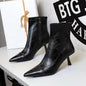 Slim Retro Soft Leather Pointed Toe Bare Single Boots Thin Heel