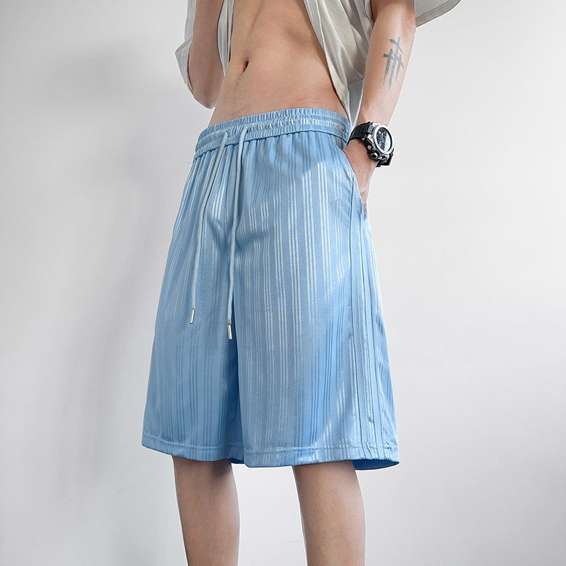 American Ice Silk Cargo Shorts Men's Summer Loose Casual Quick-drying