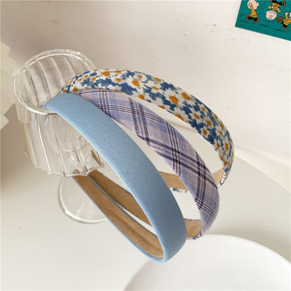 Super Sweet Plaid Flower Solid Color Fabric Headband