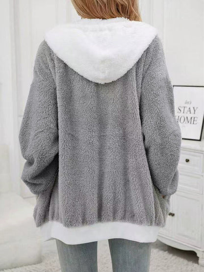 Women's Casual Multicolor Double-sided Plush Zipper Plush Coat