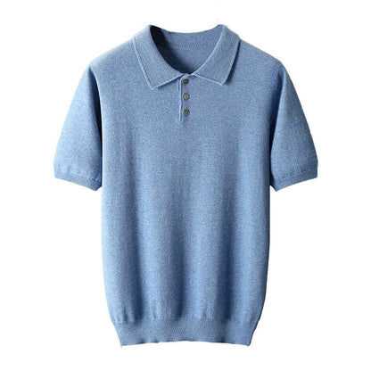 Men's Elbow-sleeved Top Polo Collar Cashmere T-shirt