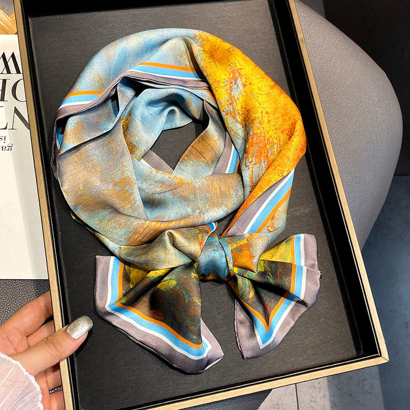 Warm Small Silk Scarf Thin Narrow Ribbon