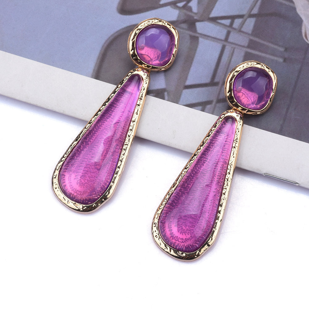 Personality Retro Long Unique Geometric Resin Earrings