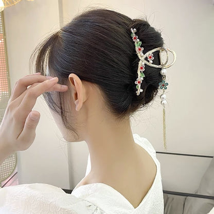 Antique Tassel Large Pearl Clip Metal Hairpin