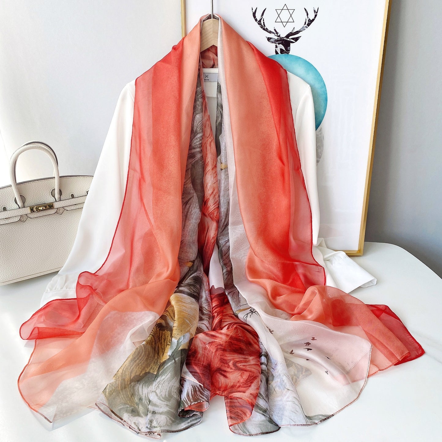 Yourou China Rose Printed Scarf