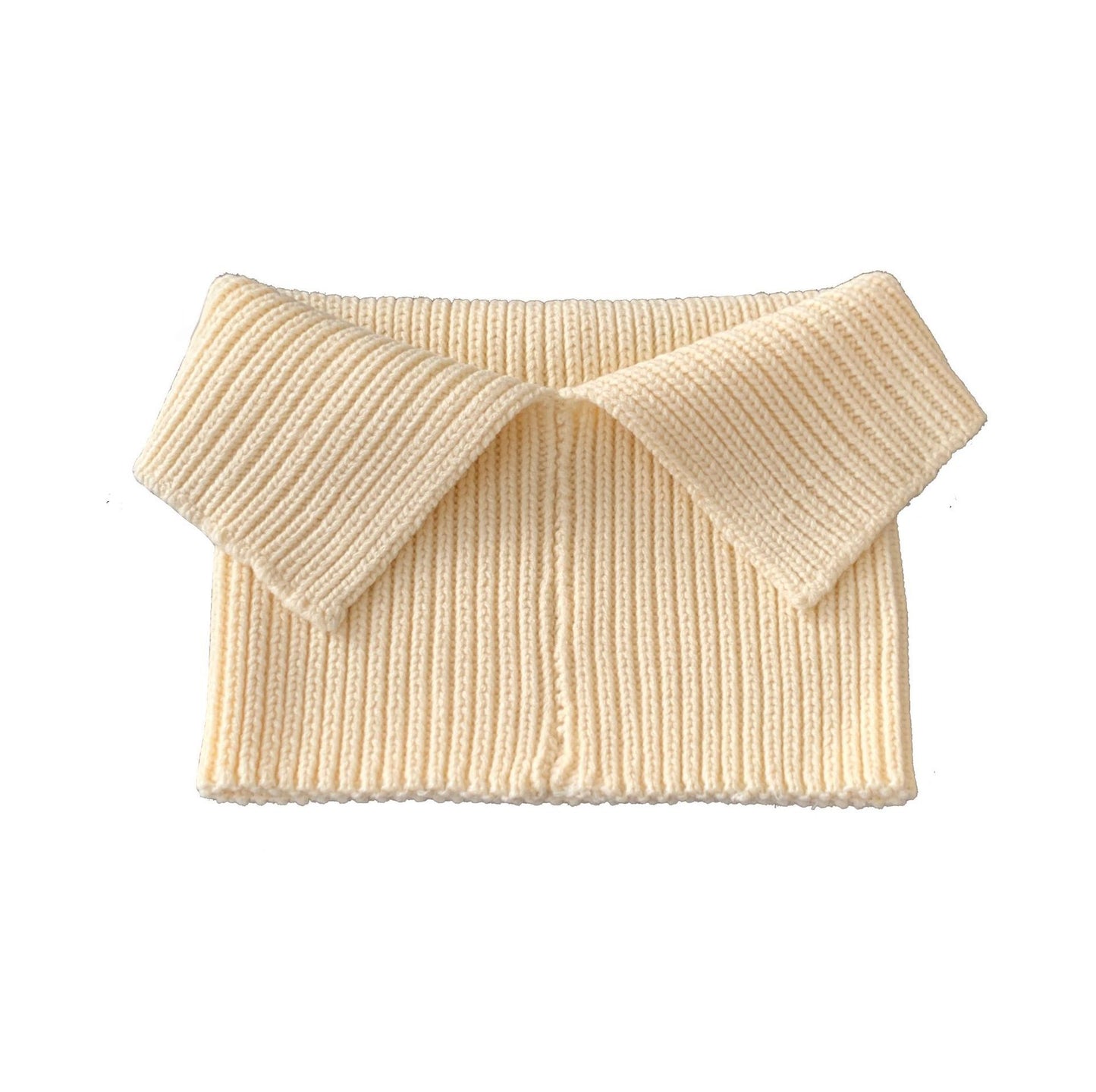 Folded High Neck Bib Warmth And Thick Knitted Scarf