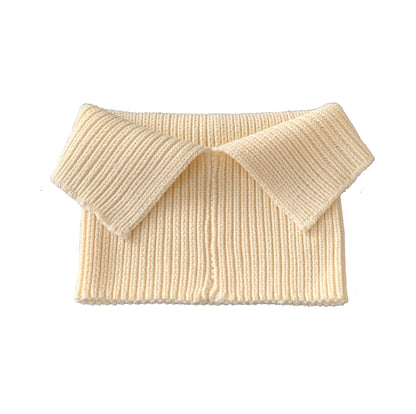 Folded High Neck Bib Warmth And Thick Knitted Scarf