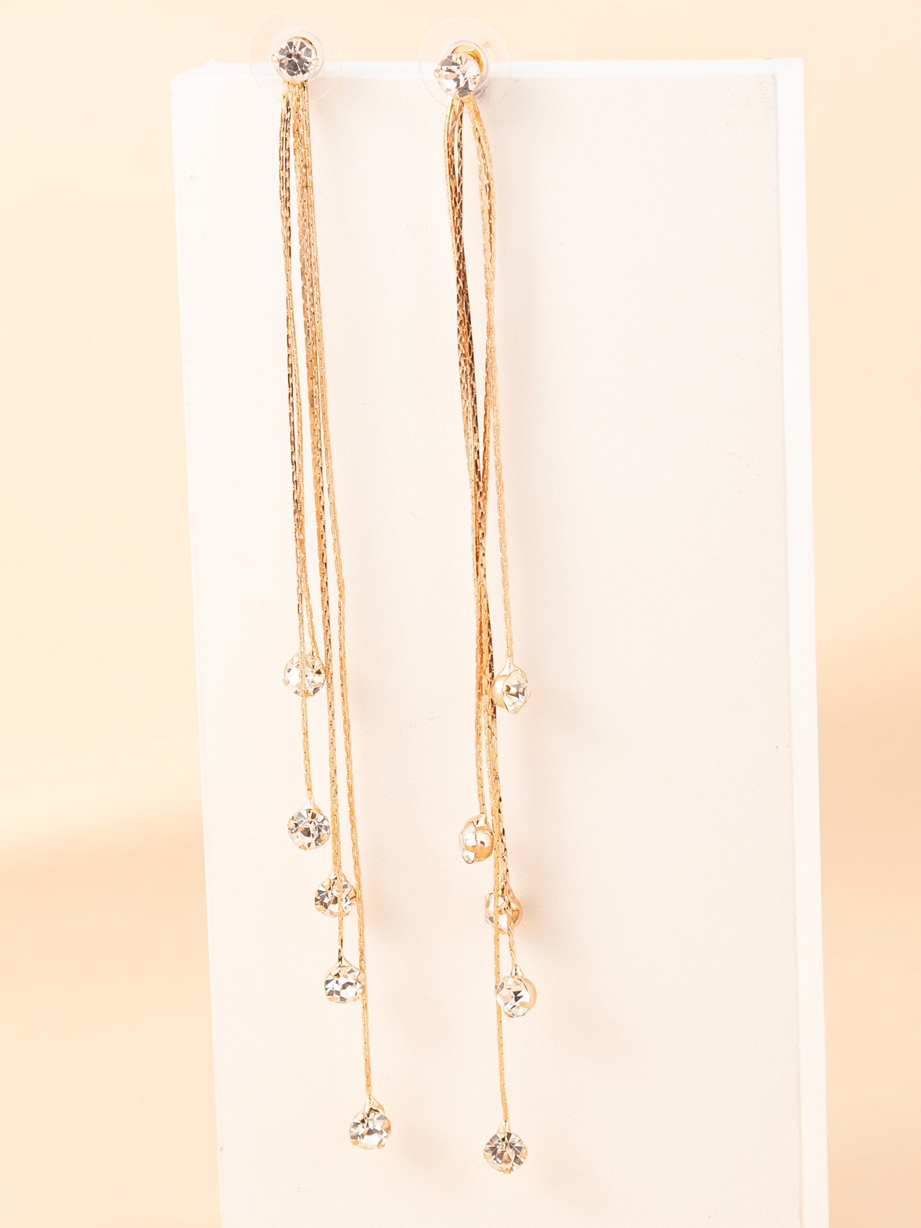 Front 2 Back 3 Strings Lucky Beads Tassel Earrings