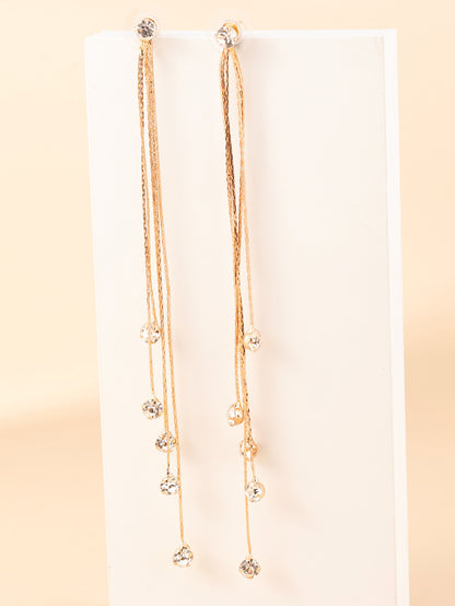 Front 2 Back 3 Strings Lucky Beads Tassel Earrings