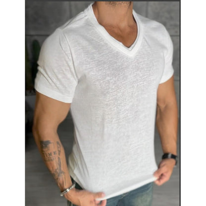 Men's Classic Double V-neck Ice Short-sleeved T-shirt