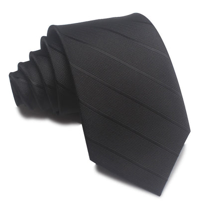 8CM Polyester Jacquard Striped Tie Men's Business Formal Red Black Blue