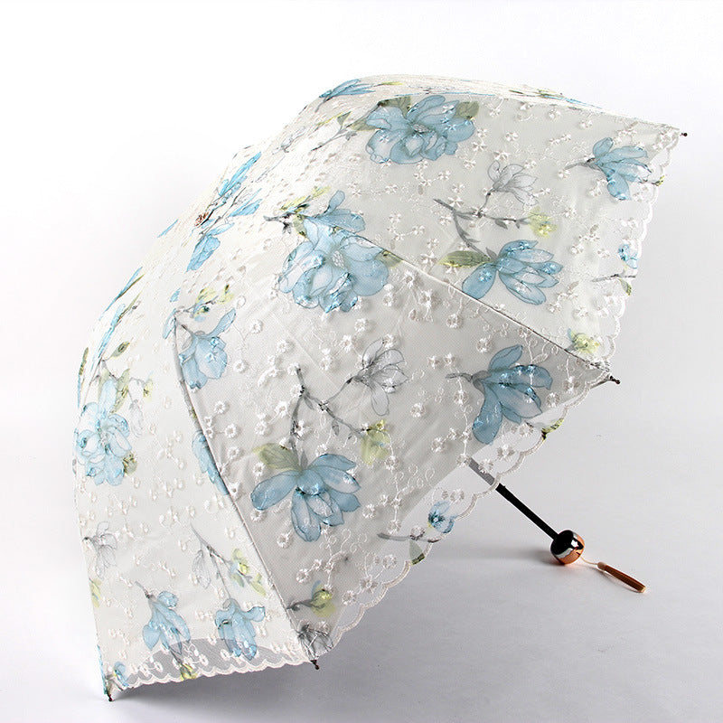 Double Lace Embroidered Umbrellas Storage Umbrella Sunshade