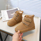 Fleece-lined Thick Snow Boots Girls' Double Velcro Ankle Boots
