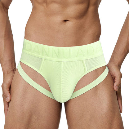 Men's High Fork Briefs Sexy Embossed Pattern Sports Underwear