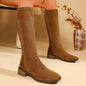 Soft Leather Simple Elegant Elastic Women's Autumn And Winter Flat High Boots