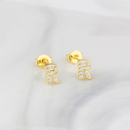 Ins European And American Diamond English Alphabet Letter Earrings