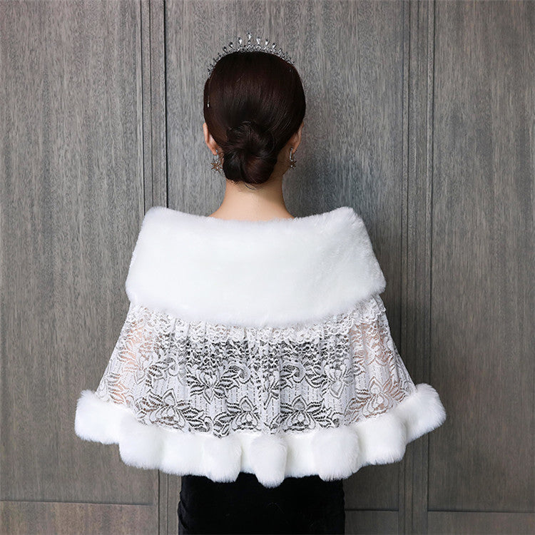 Bridal Hair Shawl Women's Wedding Dress Warm Padded Dress Jacket Fur