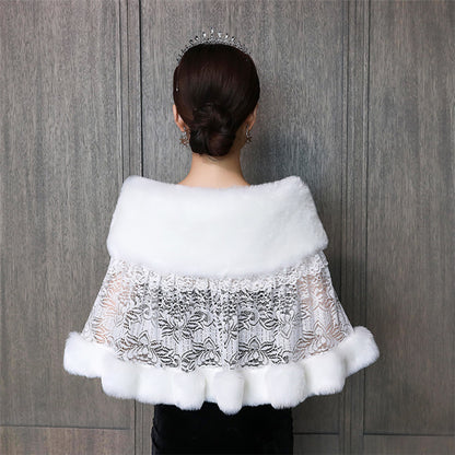 Bridal Hair Shawl Women's Wedding Dress Warm Padded Dress Jacket Fur