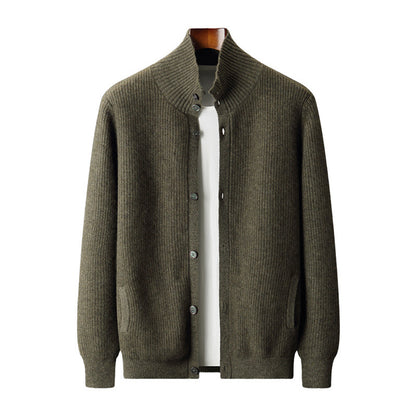 Men's Cashmere Cardigan Stand Collar Simple Urban Outerwear