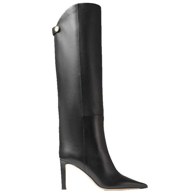 Simple European And American Style Fashion Catwalk Pointed-toe Stiletto Straight Boots