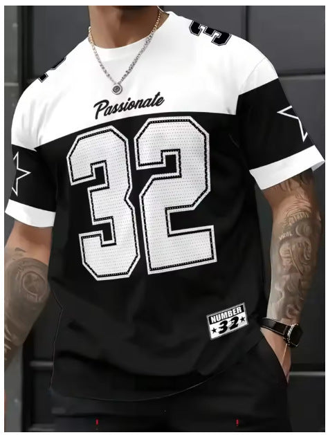 Summer Menswear Casual Digital Printed Round Neck Short Sleeve T-shirt