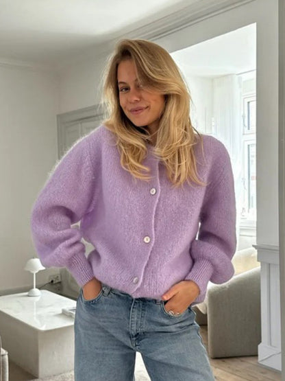 Macaron Color Sweater Cardigan For Women