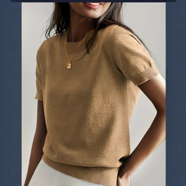Round Neck Short Sleeve Thin Loose Casual Women's Sweater