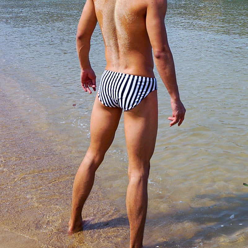 Men's Swim Briefs Low Waist Tether Vertical Stripes