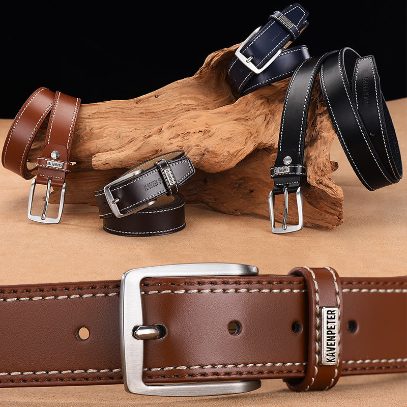 Men's Simple And Versatile Leather Cowhide Belt
