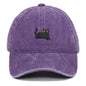 Black Cat Embroidered Washed Baseball Cap Sun Hat