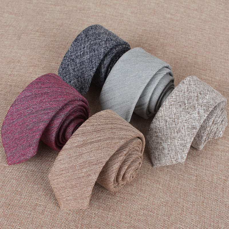 Solid Color Korean Style Narrow Cotton Men's 6cm Formal Wear Business Casual Wedding Tie