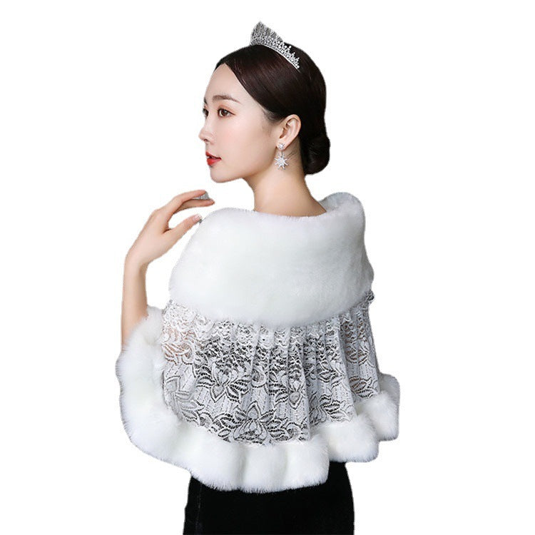 Bridal Hair Shawl Women's Wedding Dress Warm Padded Dress Jacket Fur
