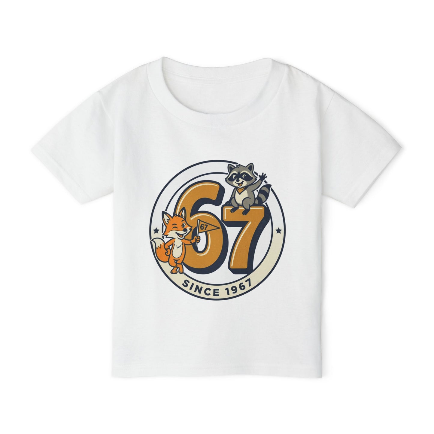 Toddler T-Shirt — Retro '67 Kids Tee with Fox & Raccoon Mascots