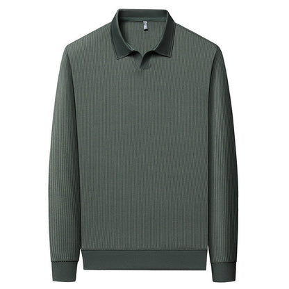 New Men's Vertical Stripes Solid Color T-shirt Bottoming Shirt