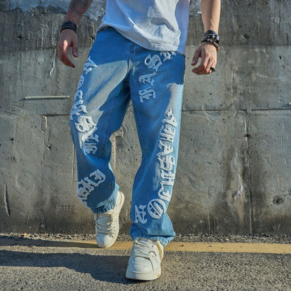 Fashion Simple Loose Straight Casual Jeans