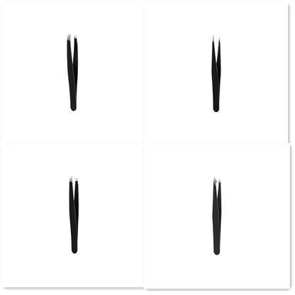 Stainless Steel Eyebrow Tweezers Black Flat Hairs Puller Beauty Makeup Tool