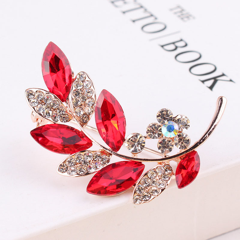 Wedding Bouquet Corsage High-grade Crystal Glass Curved Leaves With Diamonds