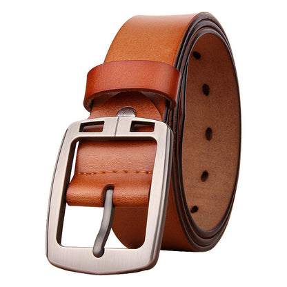 Men's Antique Pin Buckle Cowhide Belt