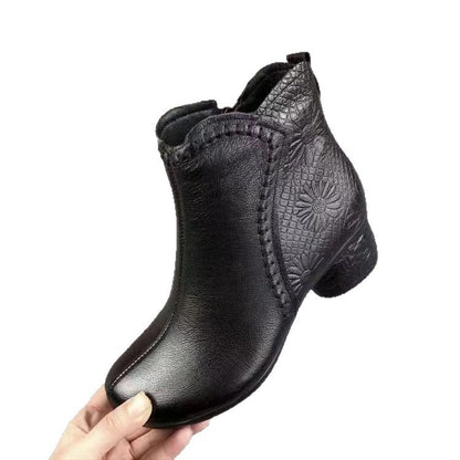 Winter Soft-soled Anti-slip Chunky Heel Warm Fleece-lined Cold-proof Boots