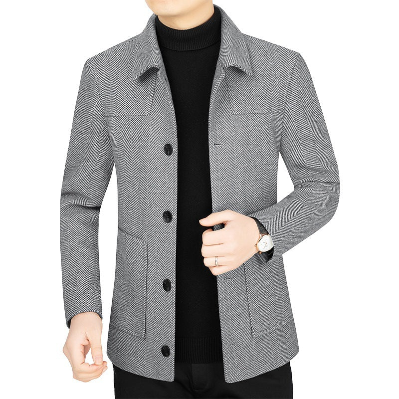 Men's Lapel Woolen Jacket Business Casual Jacket