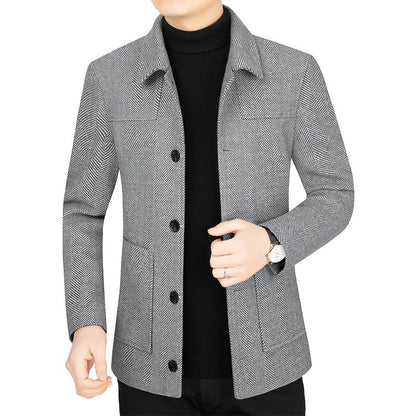 Men's Lapel Woolen Jacket Business Casual Jacket