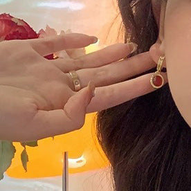 French Retro Red Cat Eye Earrings Niche